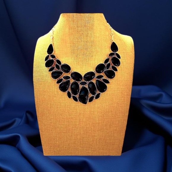 Onyx Necklace stunning statement, necklace, silver & onyx necklace NEW - Picture 6 of 15
